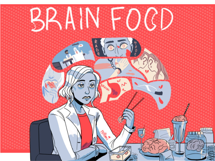 The main character of iZombie eating brains.