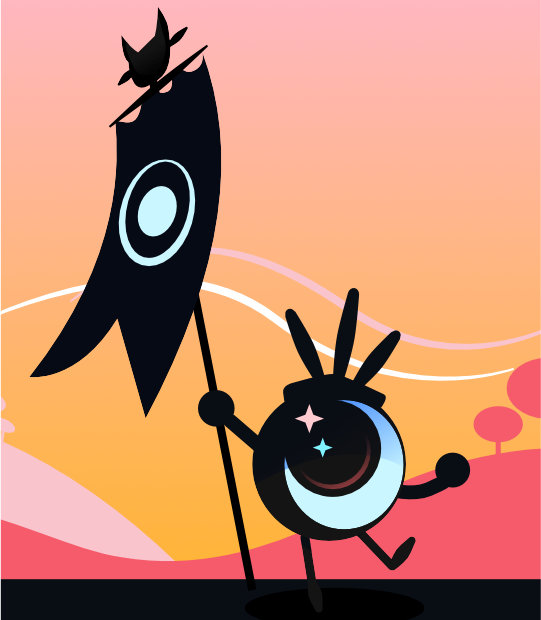 Fanart of Hatepon from Patapon. Hatepon is waving his flag.