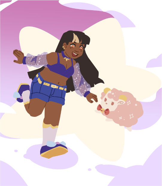 Full body art of a character with a sheep.