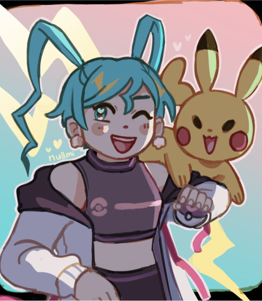 Fanart of Miku and Pikachu from Deco*27's Project Voltage song.